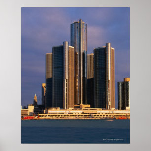 Affiches Gratte-ciel par l'eau à Detroit 3