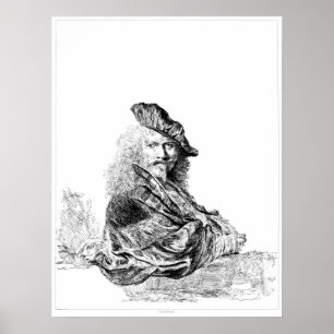 Affiches Gravure à l'eau-forte d'autoportrait de Rembrandt