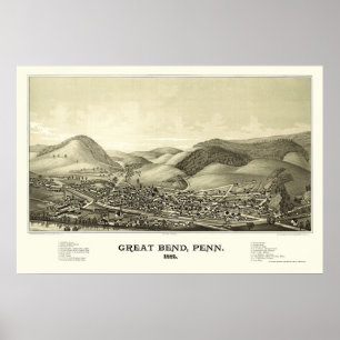 Affiches Great Bend, PA Carte panoramique - 1887