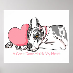 Affiches Great Dane détient Heart Harlequin