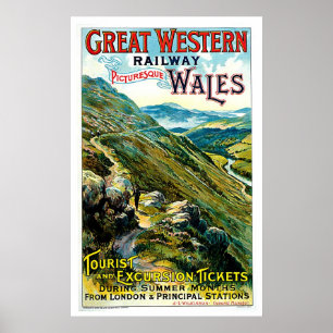 Affiches Great Western Railway Wales Vintage voyage Art