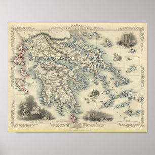 Affiches Grèce avec des cartes inset de Corfou et Stampalia