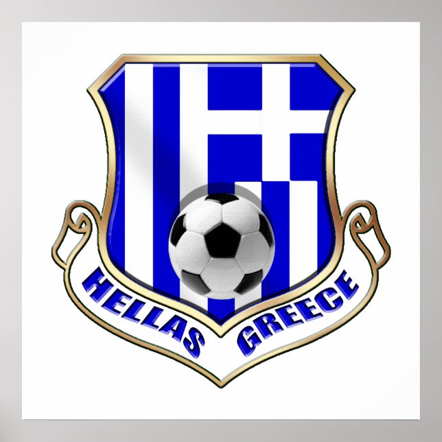 Affiches Grèce Bouclier de football - Insigne Hellas (Devant)