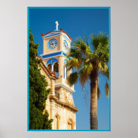 Grèce - Église grecque orthodoxe avec palmier
