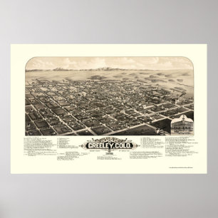 Affiches Greeley, CO Carte panoramique - 1882