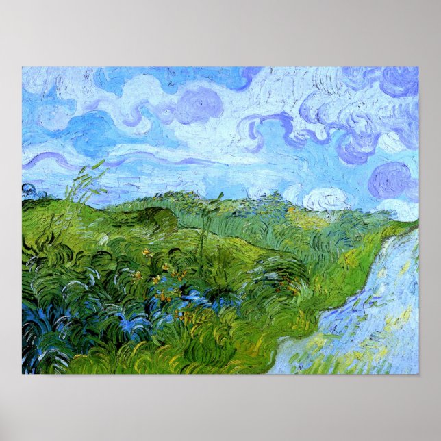 Affiches Green Blé Fields Van Gogh Art (Devant)