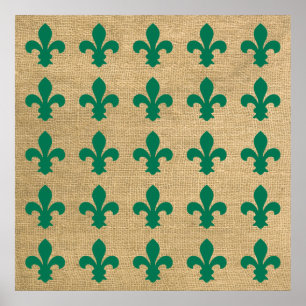 Affiches Green Parisian Moods Fleur de Lys Motif