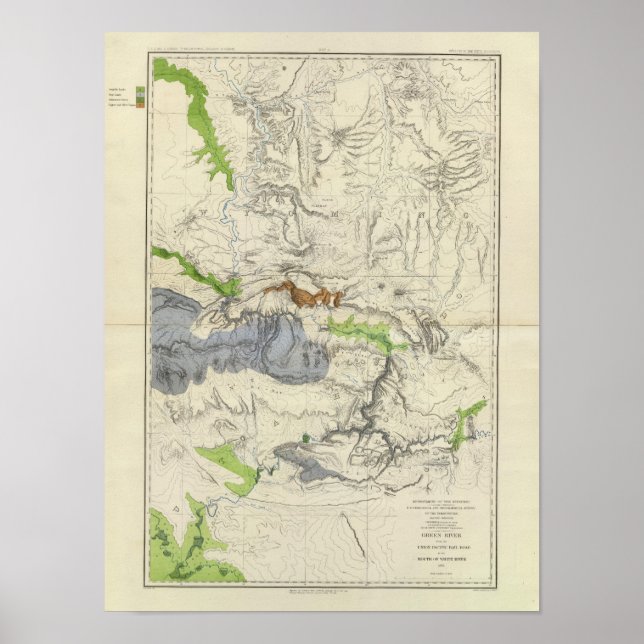 Affiches Green River from the Union Pacific Rail Road Map (Devant)