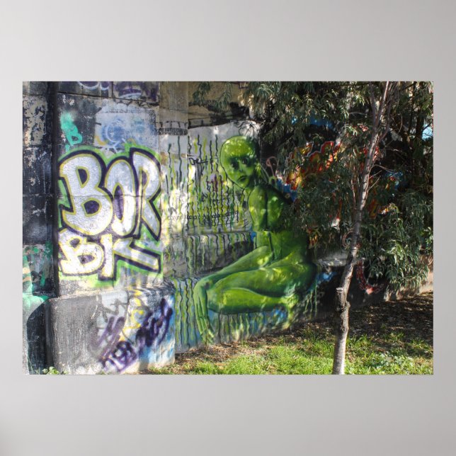 Affiches Green Visitor From Outer Space Graffiti (Devant)