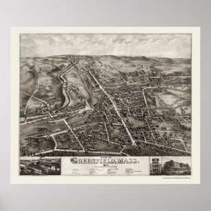 Affiches Greenfield, carte panoramique de mA - 1877