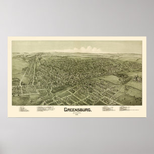 Affiches Greensburg, carte panoramique de PA - 1901