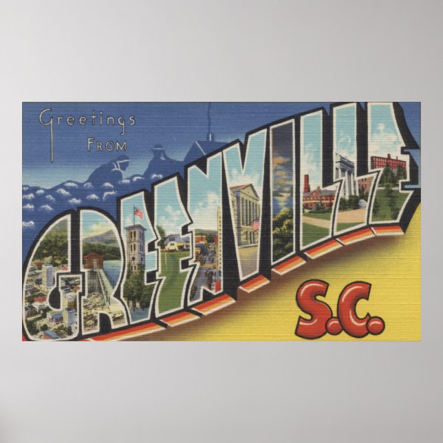Affiches Greenville, Caroline du Sud - Grandes lettres Scèn (Devant)