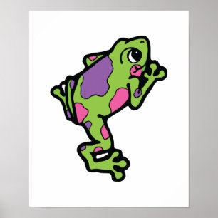Affiches grenouille à taches roses et violettes