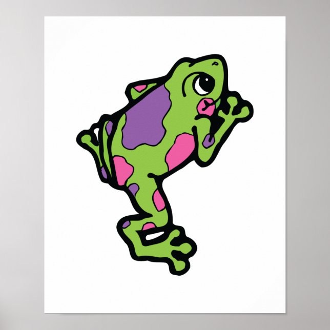 Affiches grenouille à taches roses et violettes (Devant)