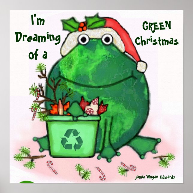 Affiches Grenouille de Noël écologique (Devant)