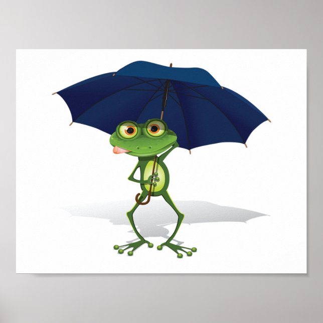 Affiches Grenouille Sous Un Parapluie (Devant)
