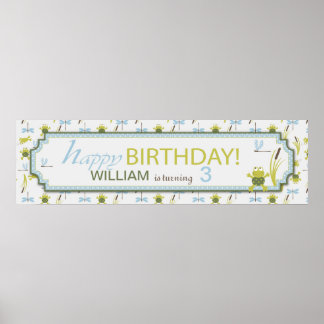 Affiches Grenouilles et libellules Bannière d'anniversaire