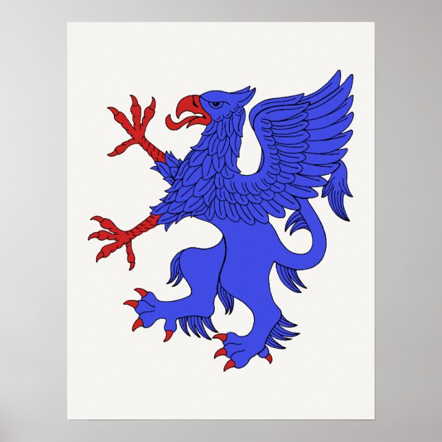 Affiches Griffin Rampant Azure (Devant)