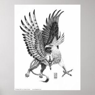 Affiches Griffon de bouton blanc