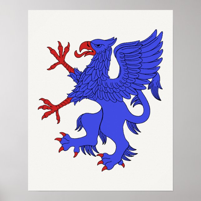 Affiches Griffon rampant azur (Devant)