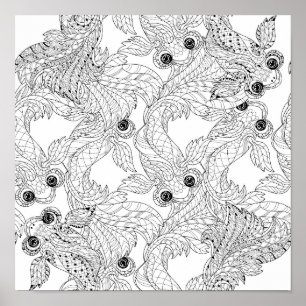 Affiches Griffonnage 2 de poissons de la Chine