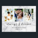 Affiches Gris Marbre Toujours & Forever Mariage Photo Colla<br><div class="desc">Beau collage photo mariage avec trois de vos photos à l'intérieur de cadres blancs minces sur une impression en marbre gris. Toujours & pour toujours écrit dans un magnifique script de calligraphie gris foncé. Personnalisez-vous avec trois photos mariages,  vos noms et votre date mariage !</div>