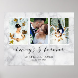 Affiches Gris Marbre Toujours & Forever Mariage Photo Colla