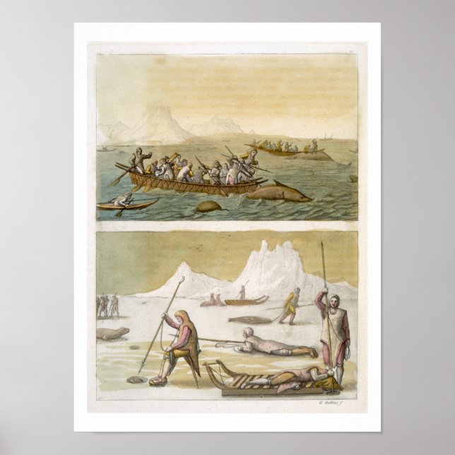 Affiches Groenland : Pêche à la baleine et chasse au phoque (Devant)