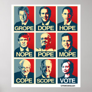 Affiches Grope Dope Hope Nope Pope Cope Portée Du Vote
