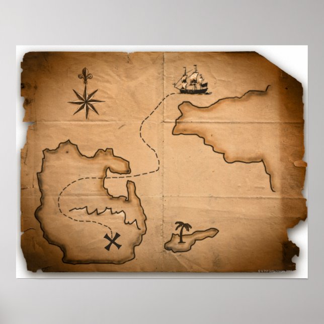 Affiches Gros plan du monde antique avec route de bateau (Devant)