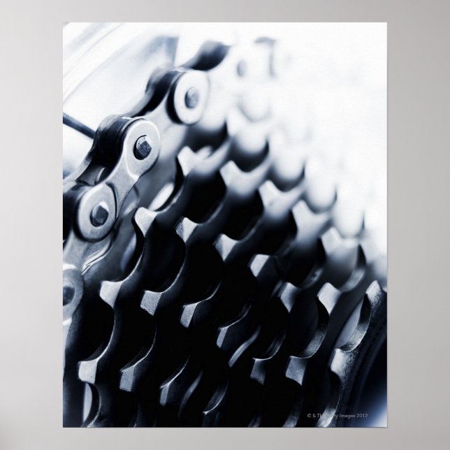Affiches Gros plan sur les engrenages de bicyclette (Devant)
