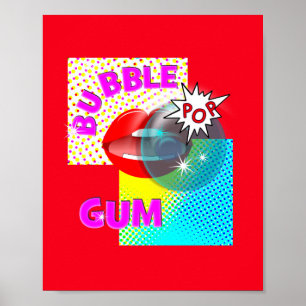 Affiches Grosse Pop Art Rétro Bubble Gum Lièvres