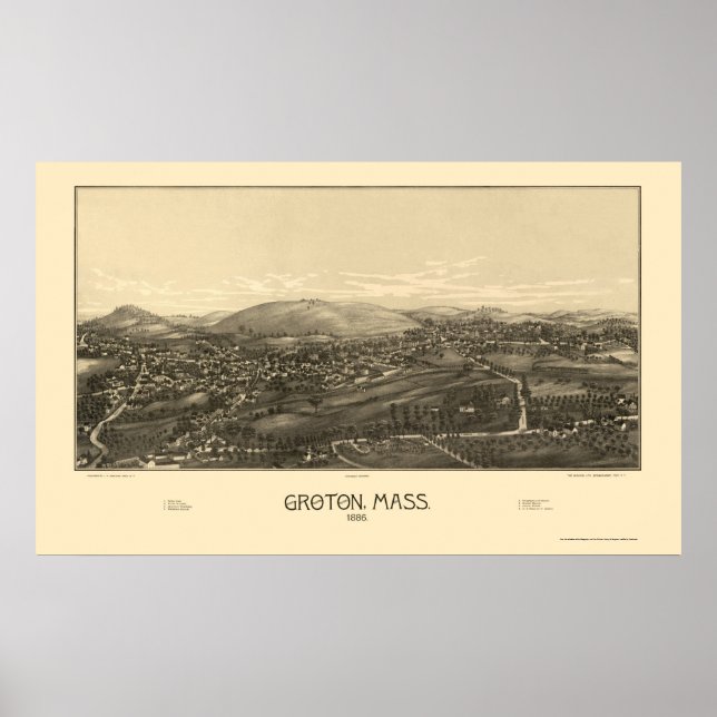 Affiches Groton, MA Carte panoramique - 1886 (Devant)