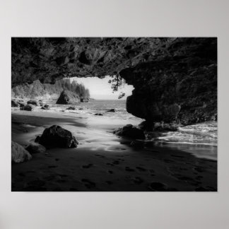 Affiches Grotte de plage noire et blanche