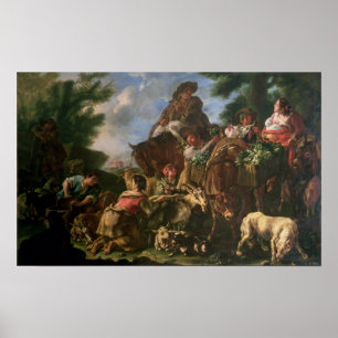 Affiches Groupe de bergers avec un cheval