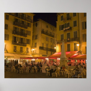 Affiches Groupe de personnes assises dans un café en terras