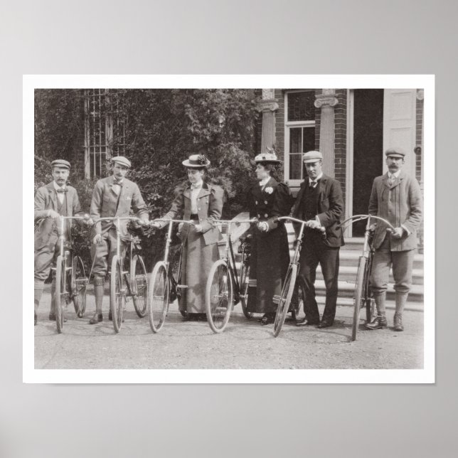 Affiches Groupe d'edwardiane bicyclique, early 1900 s (b/w (Devant)