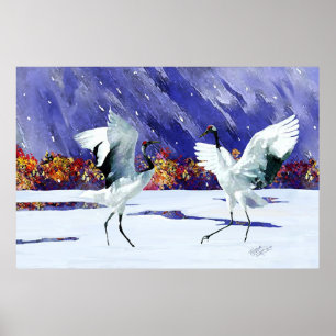 Affiches Grues blanches de danse