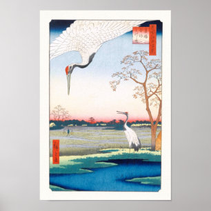 Affiches Grues Minowa Kanasugi Mikawashima Hiroshige Fine