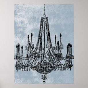 Affiches Grunge chic de bleu de lustre