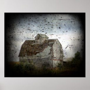 Affiches Grunge de grange et d'oiseaux