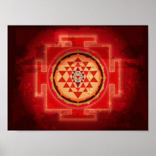 Affiches Grunge Spirituelle Shree Yantra