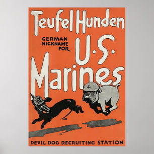 Affiches Guerre mondiale vintage de ~ de Teufel Hunden 1.
