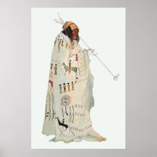Affiches Guerrier indien avec portrait de pipe par Karl Bod