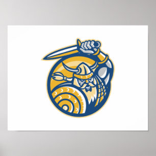 Affiches Guerrier Norse Viking Avec Épée Et Bouclier