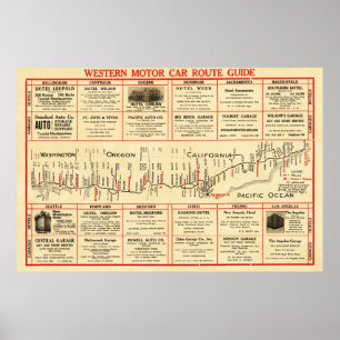 Affiches Guide de la route automobile de l'OuestCarte panor