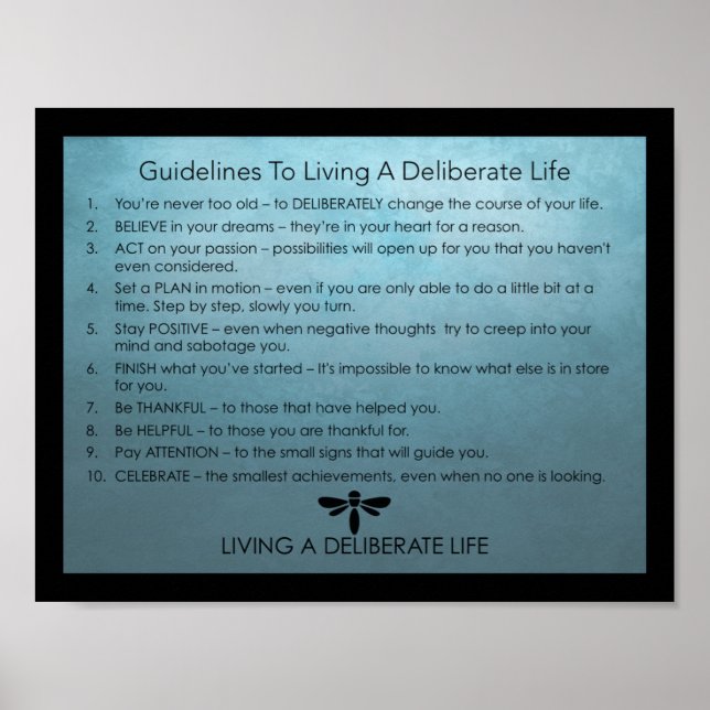 Affiches Guidelines For Living A Deliberate Life (Devant)