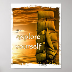 Affiches Guillemet motivant de navire vintage explorez-vous