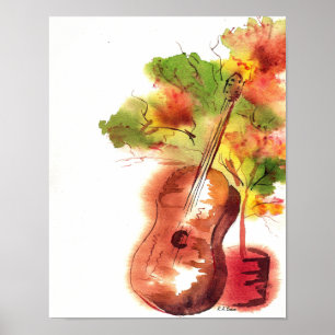 Affiches Guitar And Tree