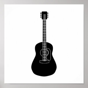 Affiches Guitare acoustique Noir